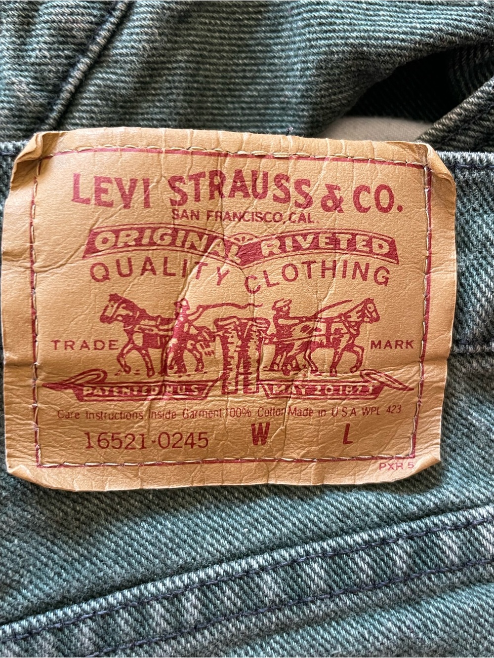 Levi's 90's Vintage 521 High Rise Tapered Leg Mom Jeans Cotton Green 16 - Picture 2 of 12